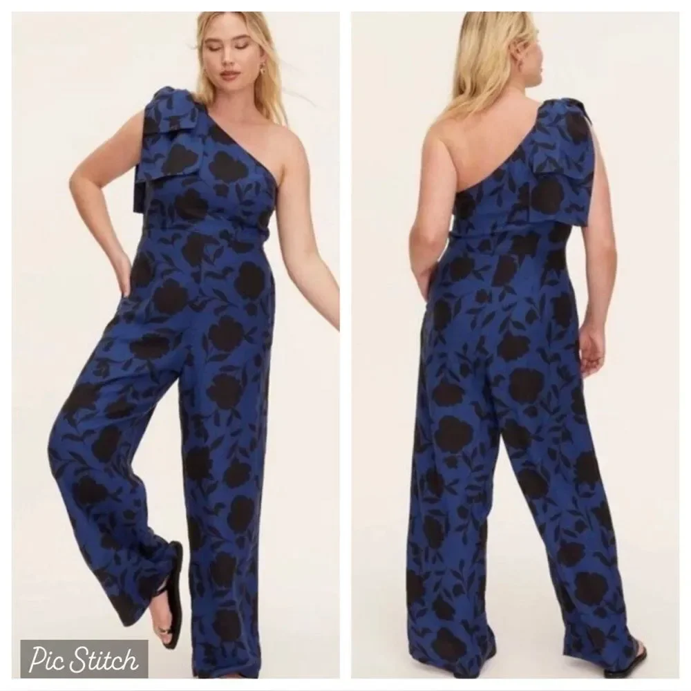 Kate Spade X Target Women’s Size 8 Floral One Shoulder Linen Blend Jumpsuit nwt